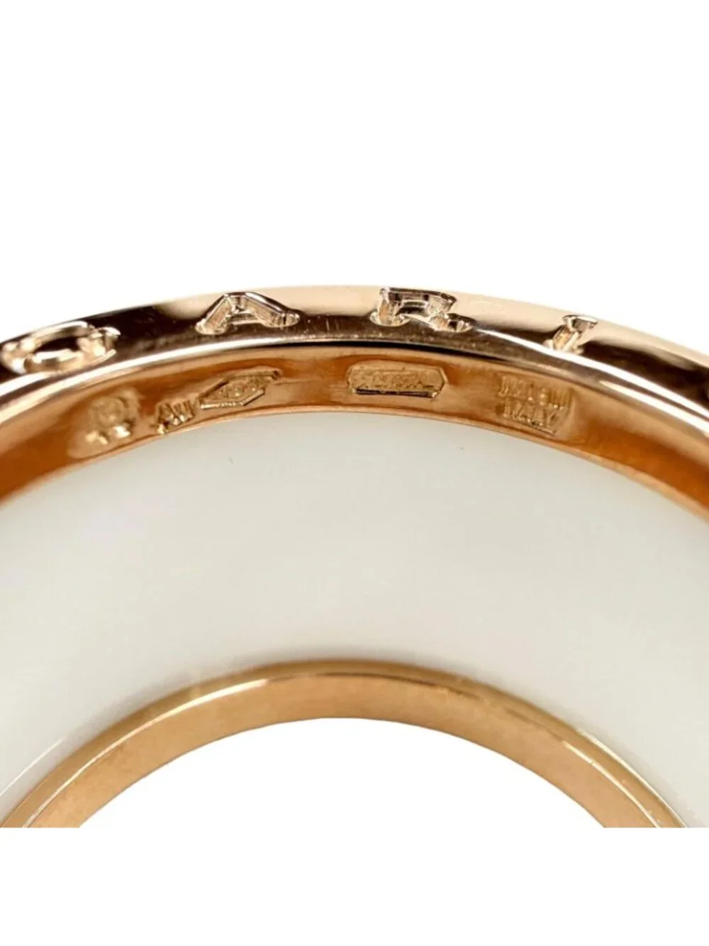 Bvlgari B.zero1 Ring 750 Ceramic Pink Gold White